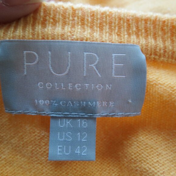 Pure Collection 100% Cashmere Cardigan Sweater Apricot Color Size 12 Flaw - Picture 7 of 12